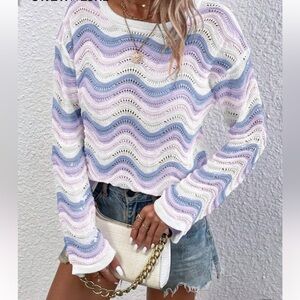 Multicolor Wave Pattern Women's Top